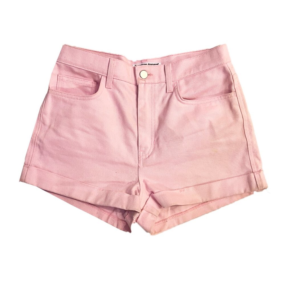 American Apparel Mid Rise Cuff Shorts Light Pink